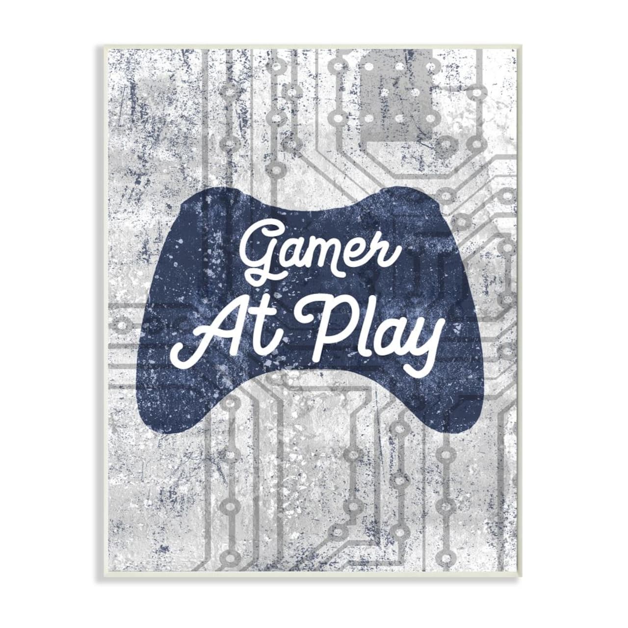Stupell Industries Gamer at Play Quote Video Game Technology Boys Wood Wall Plaque